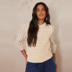 MAISON 123 - Chaleco Tejido Sin Mangas Algodón Mujer