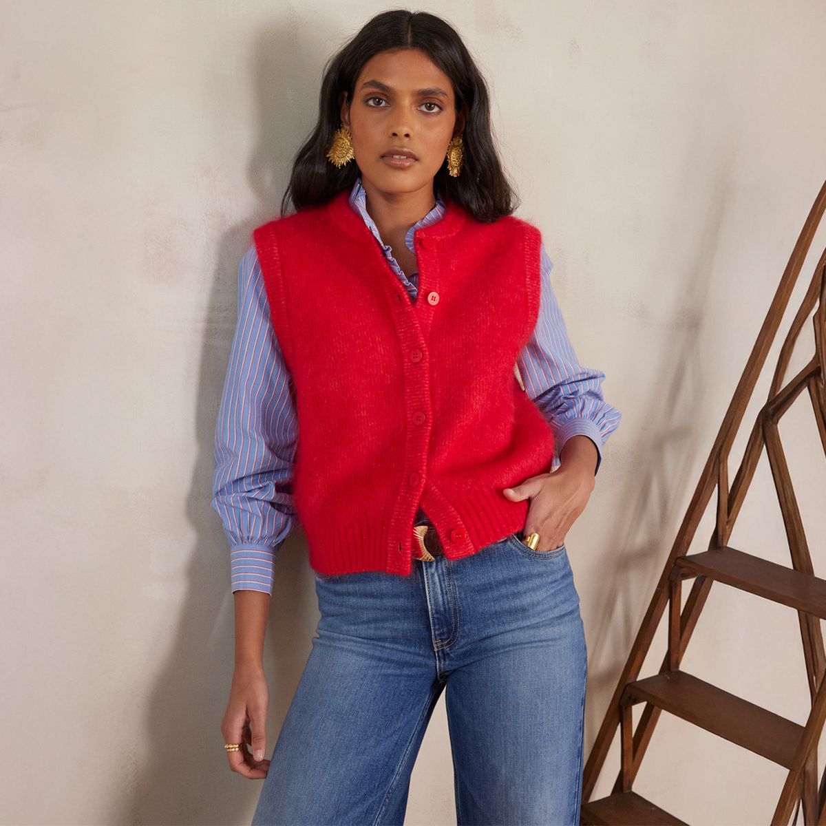 MAISON 123 - Chaleco Abotonado Sin Mangas Mohair Mujer Maison 123