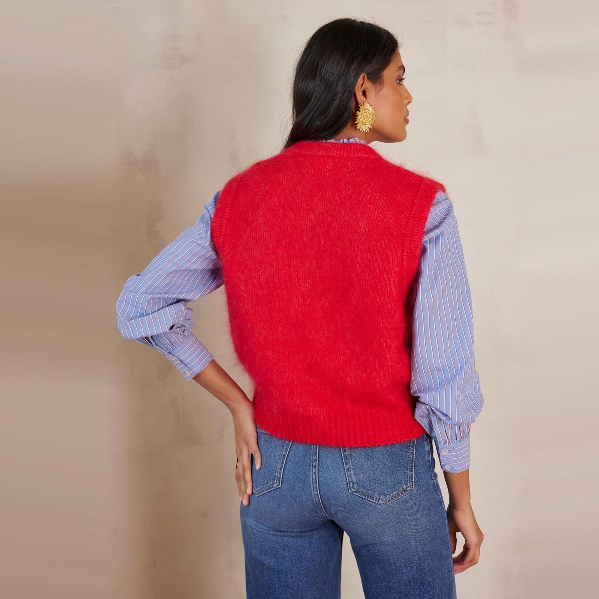 MAISON 123 - Chaleco Abotonado Sin Mangas Mohair Mujer Maison 123