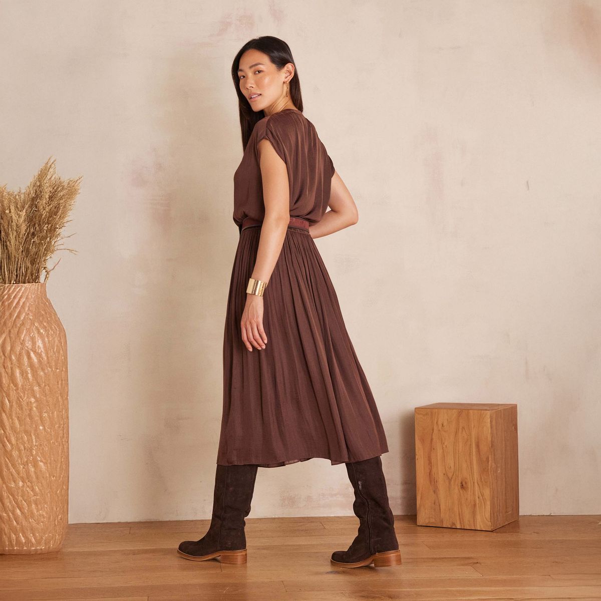 MAISON 123 - Falda Larga Plisada Mujer Maison 123