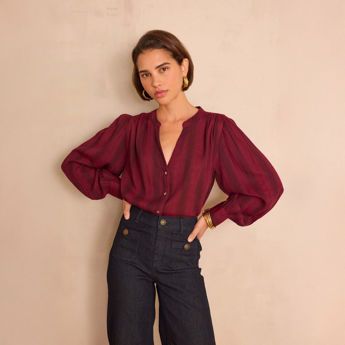 MAISON 123 - Blusa Rayas Algodón Mujer Maison 123