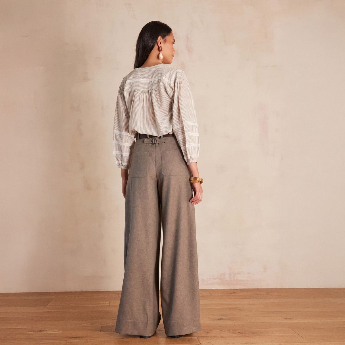 MAISON 123 - Pantalón Sastrero Ancho Mujer Maison 123