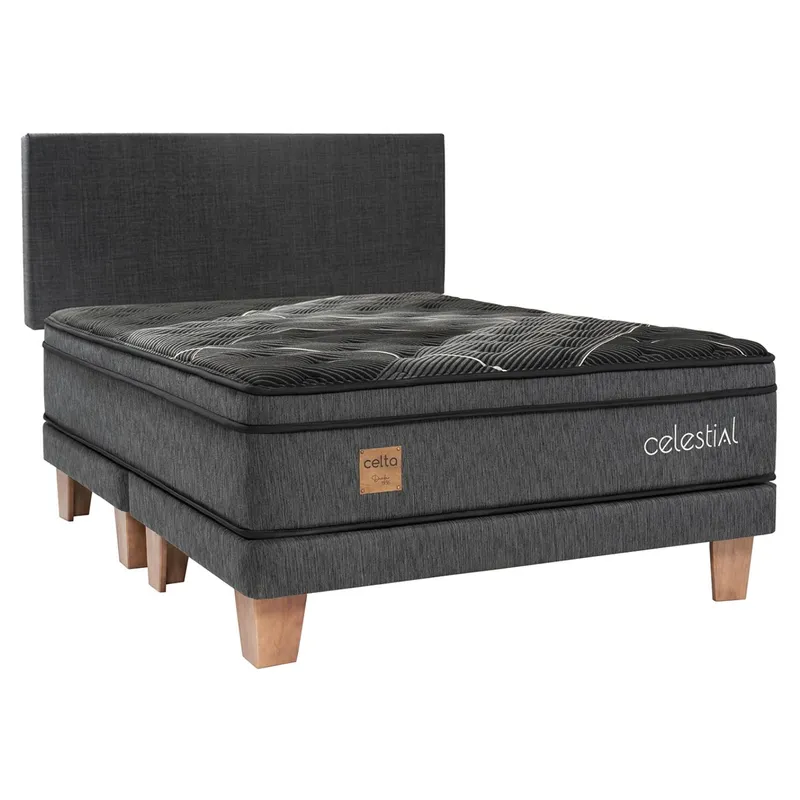 CELTA - Cama Europea Celestial 2 Plazas Base Dividida + Respaldo Celta