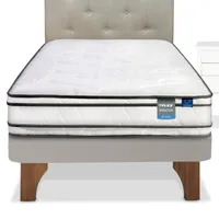 Cama Europea Innova 1.5 Plaza (105x200) + Respaldo Almendra + Velador Roma