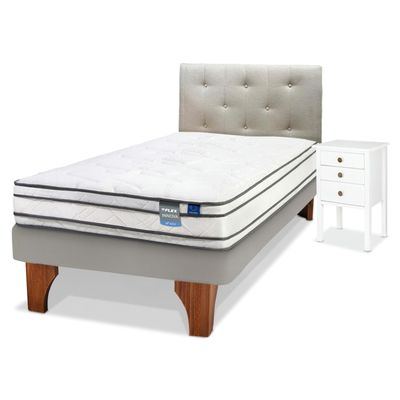 Imagen 2 del producto Cama Europea Innova 1.5 Plaza (105x200) + Respaldo Almendra + Velador Roma