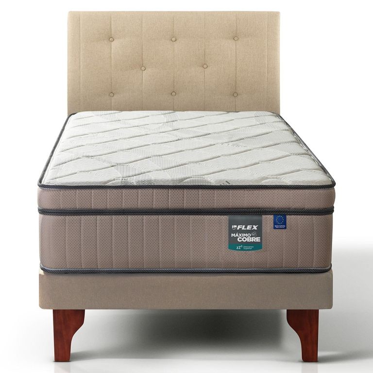 Cama Europea Maximo Cobre 1.5 Plazas x 2.00mt + Respaldo