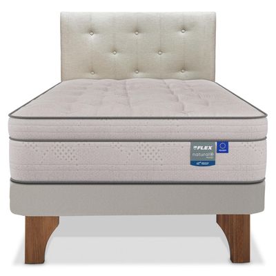 Imagen 2 del producto Cama Europea Natural Pocket 1.5 Plaza (105x200) + Respaldo Almendra