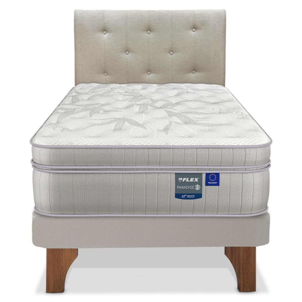 FLEX - Cama Europea Paradise 1.5 Plazas x 2.00mt  + Respaldo Flex