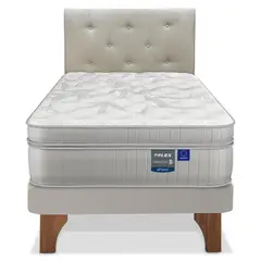 FLEX - Cama Europea Paradise 1.5 Plaza (105x200) + Respaldo Almendra