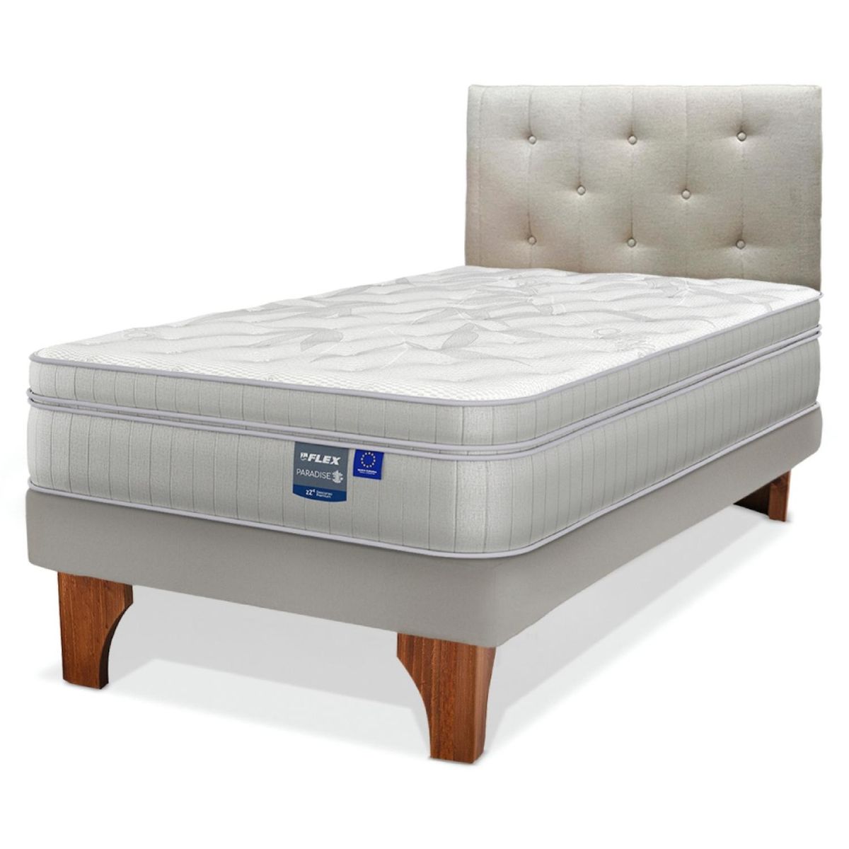 FLEX - Cama Europea Paradise 1.5 Plazas x 2.00mt  + Respaldo Flex