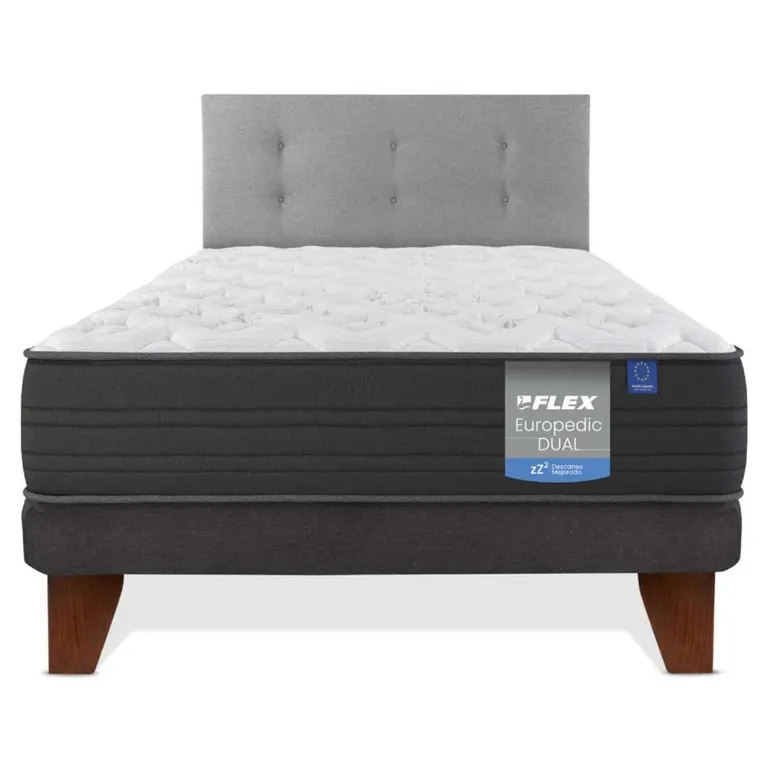 FLEX Cama Europea Europedic Dual 1.5 Plazas x 2.00mt + Respaldo