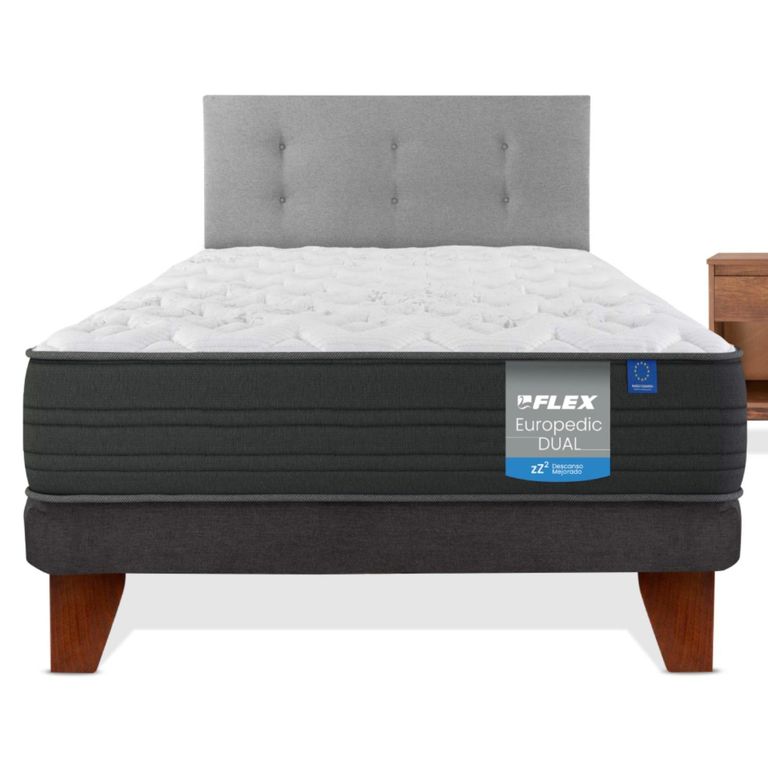 Cama Europea Europedic Dual 1.5 Plazas x 2.00mt + Respaldo + 1 Velador