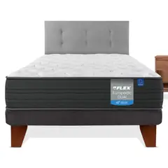 FLEX - CamaEuropea Europedic Dual 1.5 Plaza (105x200) + Respaldo Roy + Velador Aten