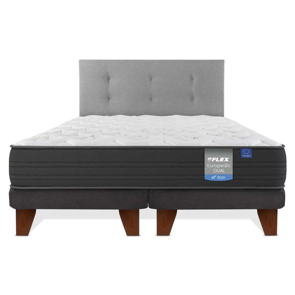 FLEX - Cama Europea Europedic Dual 2 Plazas (150X200) Flex + Respaldo Royal