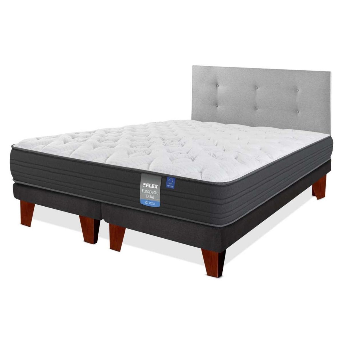 FLEX - Cama Europea Europedic Dual King + Respaldo Royal Flex