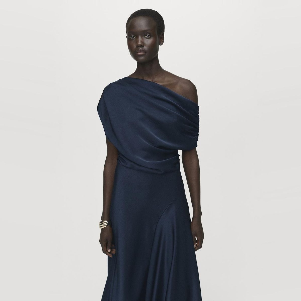 MANGO - Vestido Satinado Asimétrico Mujer Mango