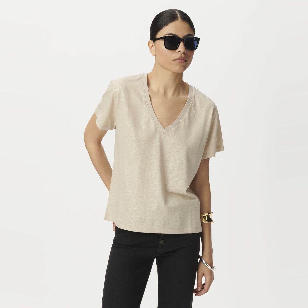 IKKS - Polera Manga Corta Lino Mujer IKKS