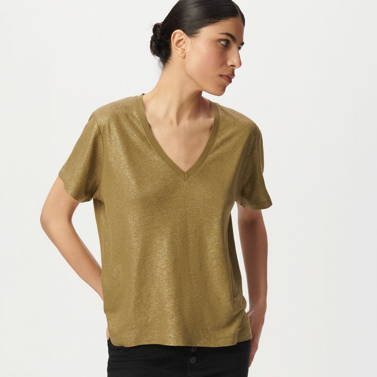IKKS Polera Manga Corta Lino Mujer