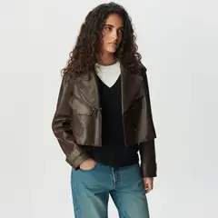 IKKS - Trench Corto 100% Cuero Mujer