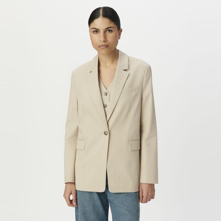 Blazer Sastrero Rayas Algodón Mujer