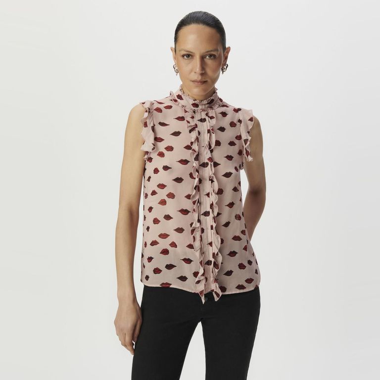 IKKS Blusa sin Mangas Estampada con Vuelos Mujer