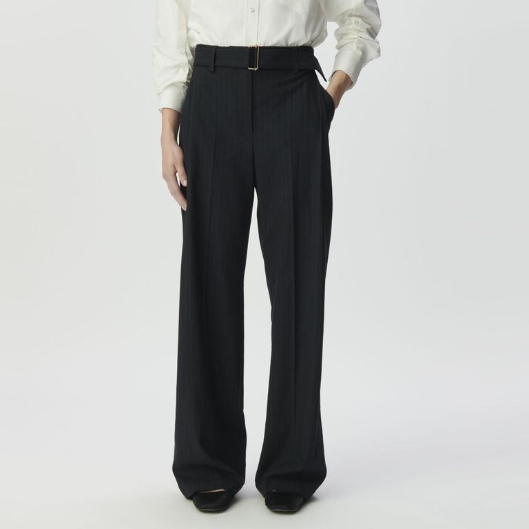 Pantalón Sastrero Rayas con Cinturón Mujer