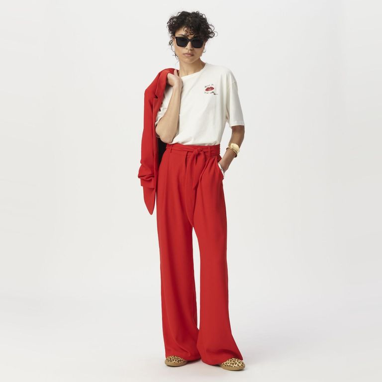 Pantalón Ancho con Cinturón Mujer