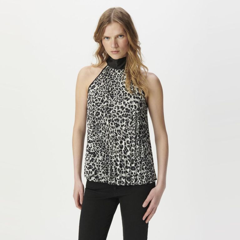 IKKS Blusa Estampada Halter con Amarra Mujer