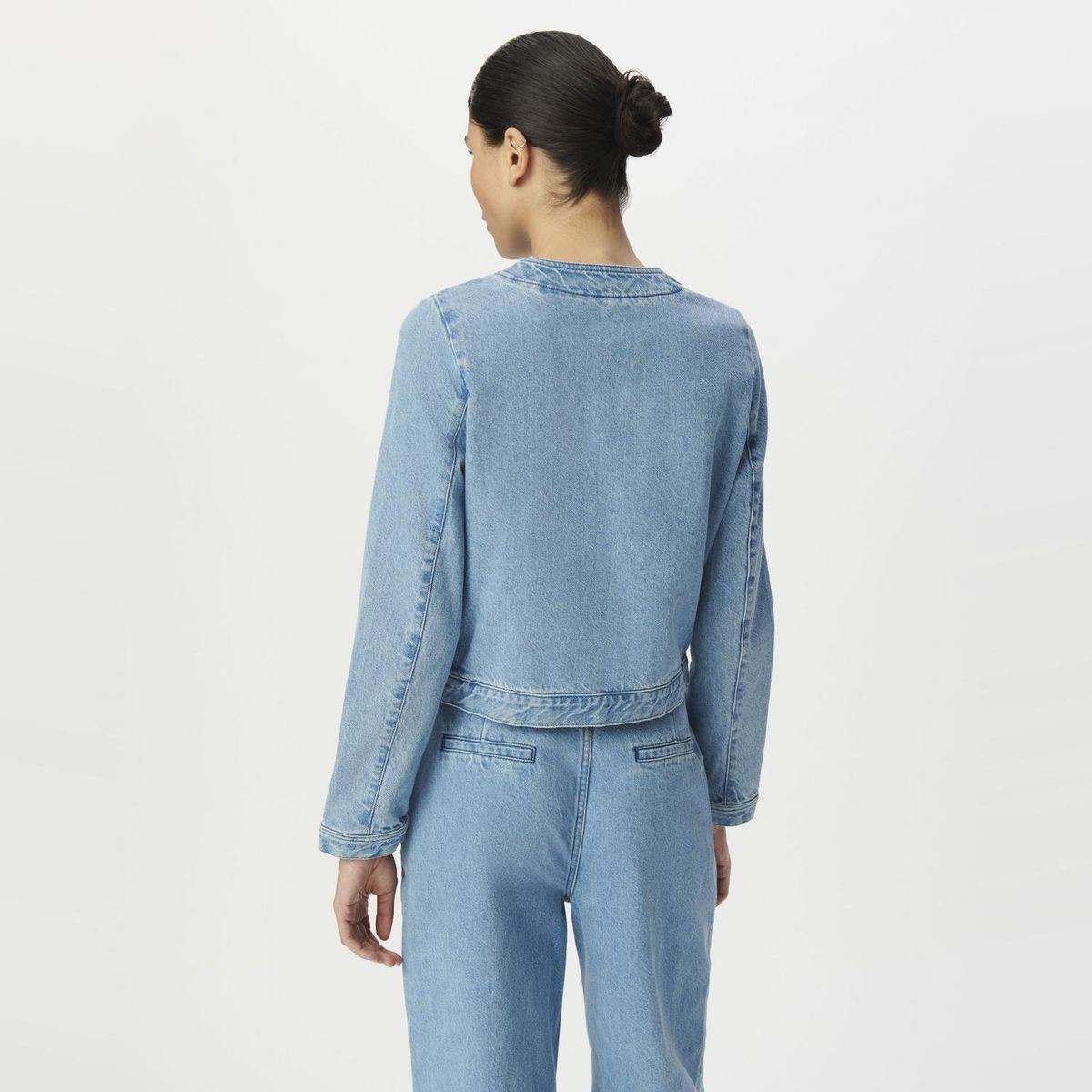 IKKS - Chaqueta Corta Jeans Botones 100% Algodón Mujer IKKS