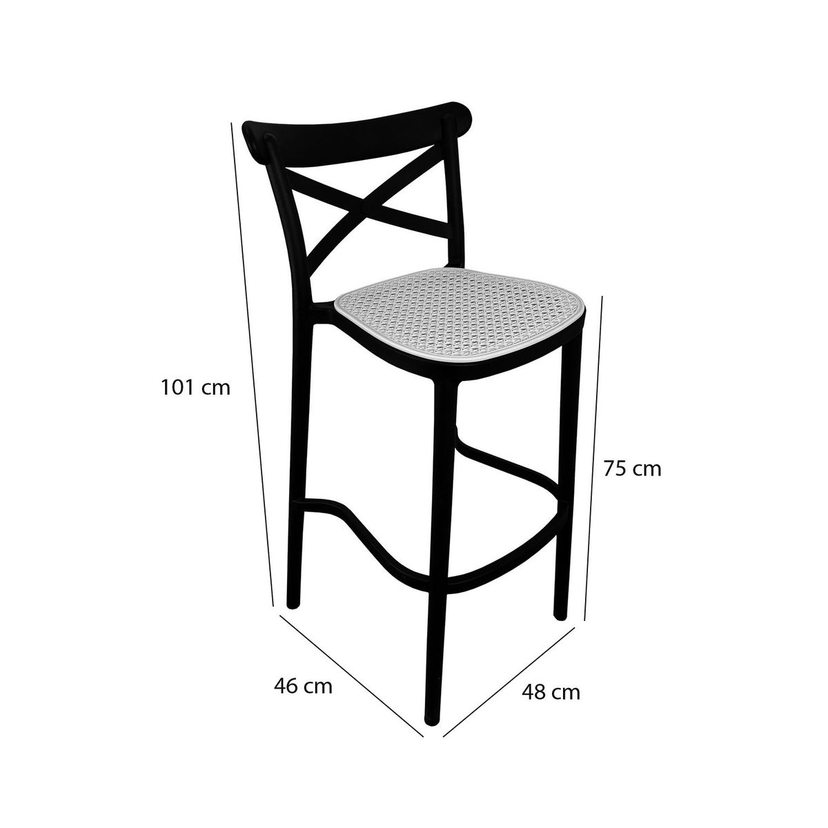 EL BARCO - Pack 4 Taburetes Crossback Negro Beige El Barco