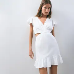 BROWNIE - Vestido Corto Pico Cut Out Mujer