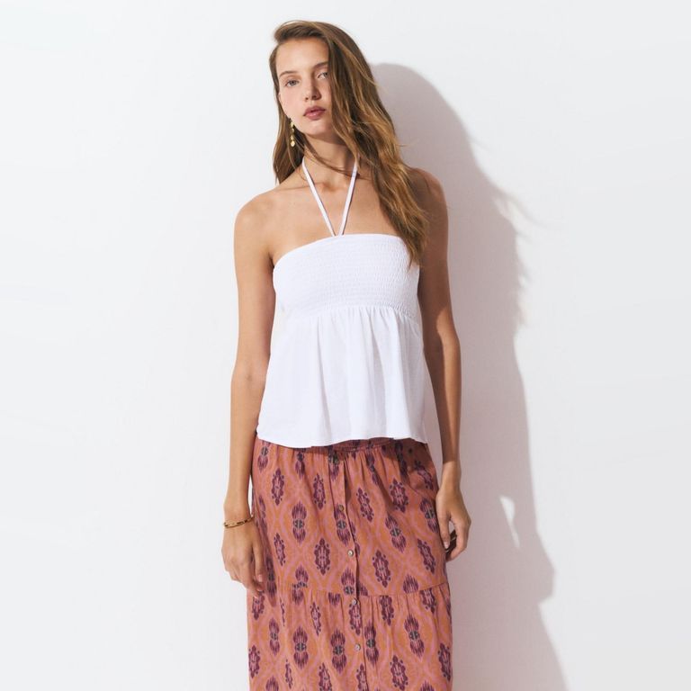 BROWNIE Top Bandeau Smock Mujer