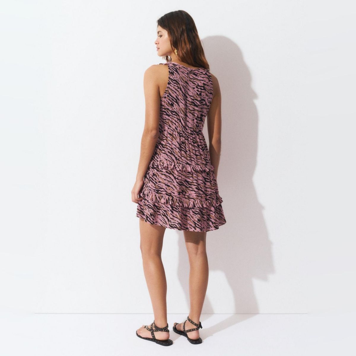 BROWNIE - Vestido Volantes Estampado Zebra Mujer Brownie