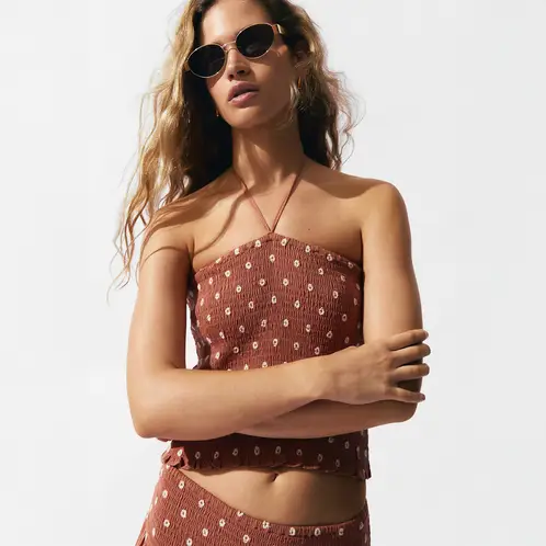 BROWNIE - Top Smock Detalle Bordado Mujer