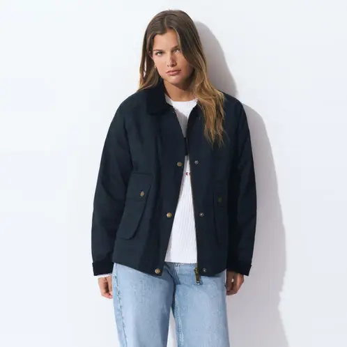 BROWNIE - Chaqueta Corta Encerada Cuadros Mujer