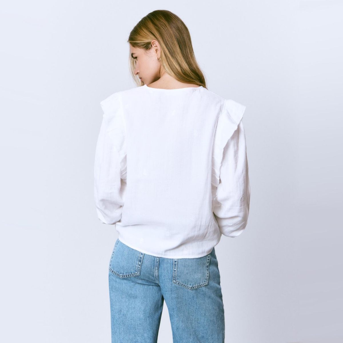 BROWNIE - Blusa Doble Tela Bordados Mujer Brownie