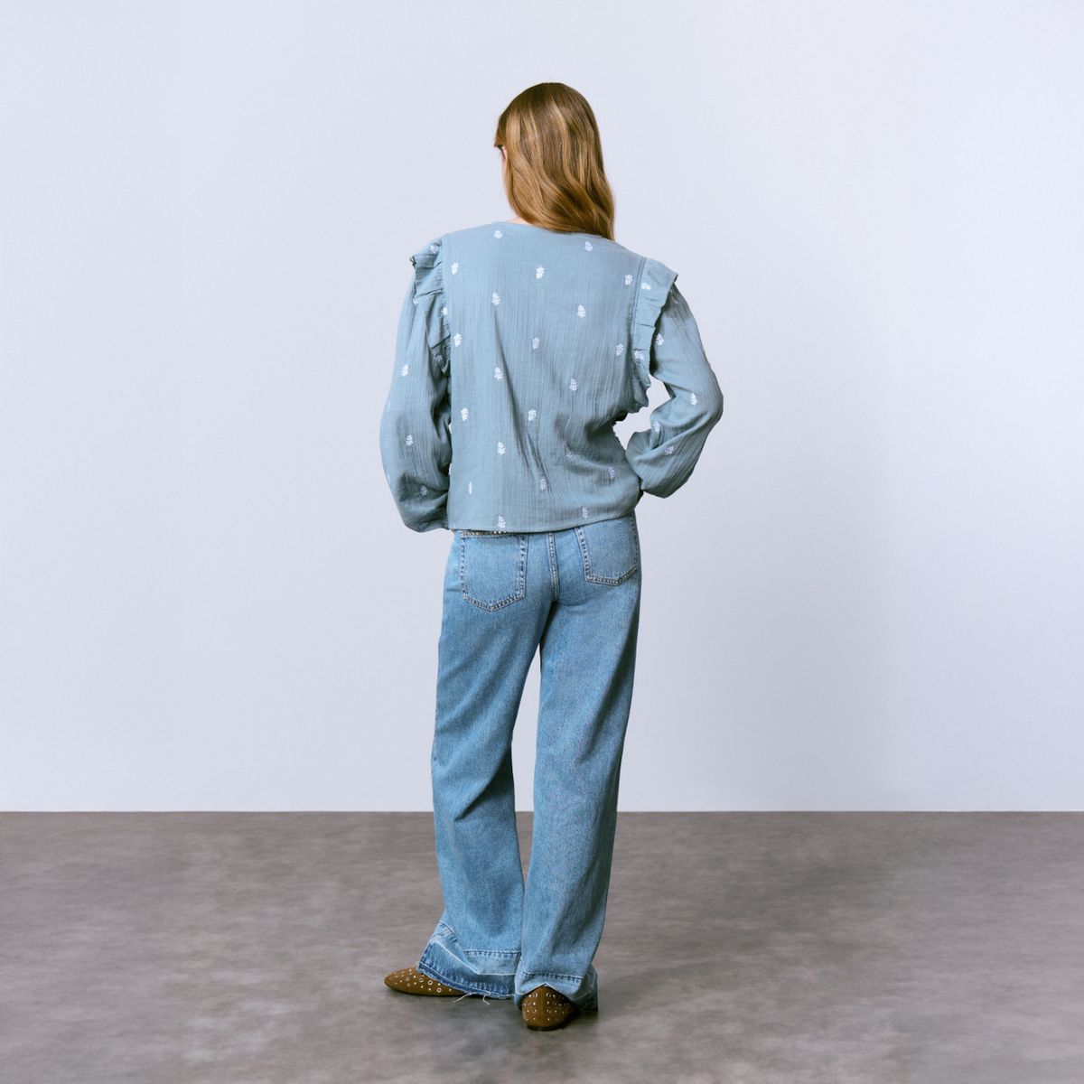 BROWNIE - Blusa Doble Tela Bordados Mujer Brownie