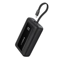 Power Bank Compacto 10K 30W con Cable USB C Integrado Negro