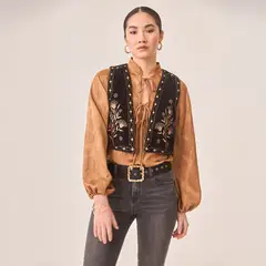 NKN - Vest Bordado Bohemia 100% Algodón Mujer