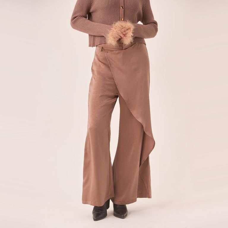 Pantalón Ancho con Aperturas Mujer
