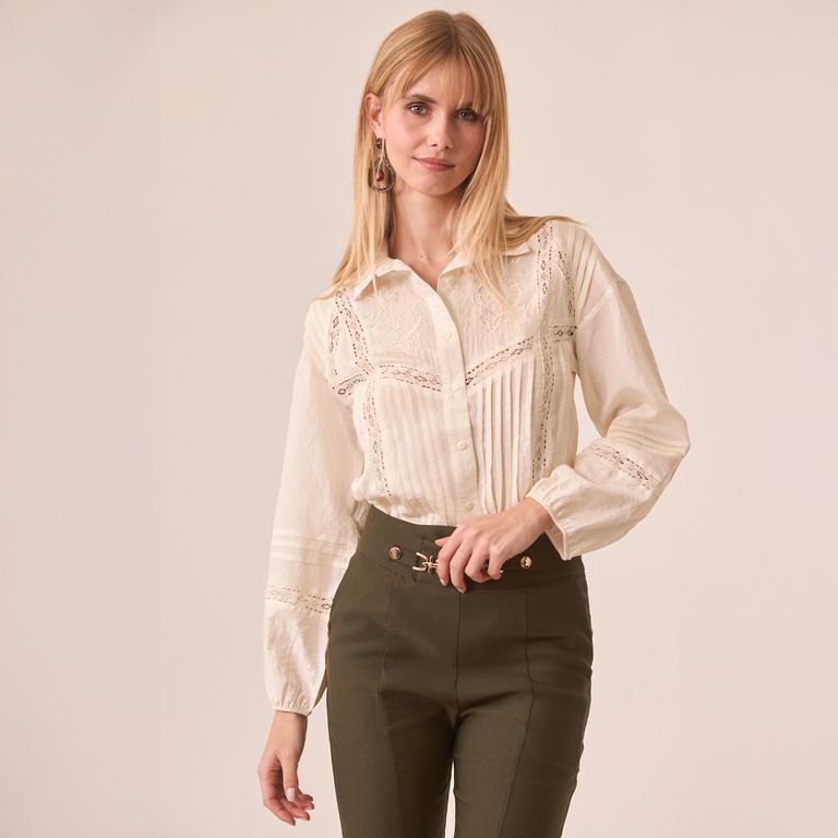 NKN Blusa con Detalles Calados Mujer