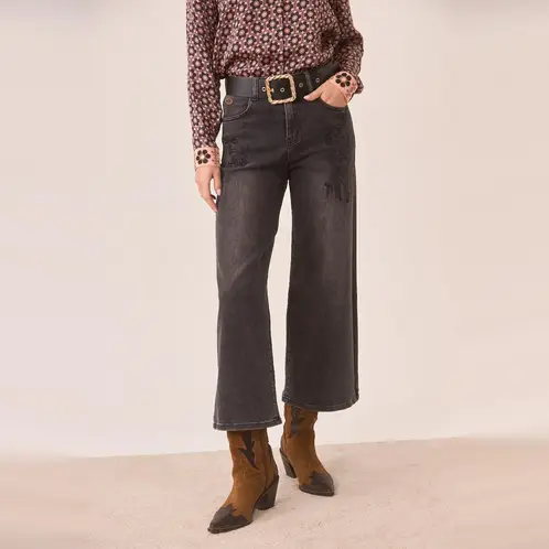 NKN - Jeans Detalles Bordados Algodón Mujer