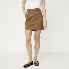 VERO MODA - Falda Corta Efecto Gamuza Mujer