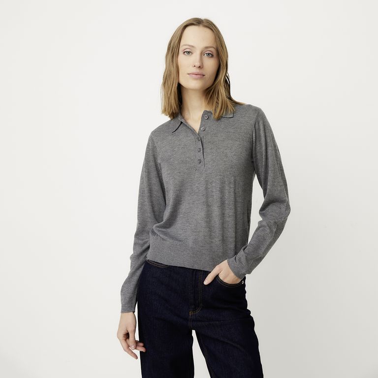 Chaleco Cuello Polo Con Botones Mujer