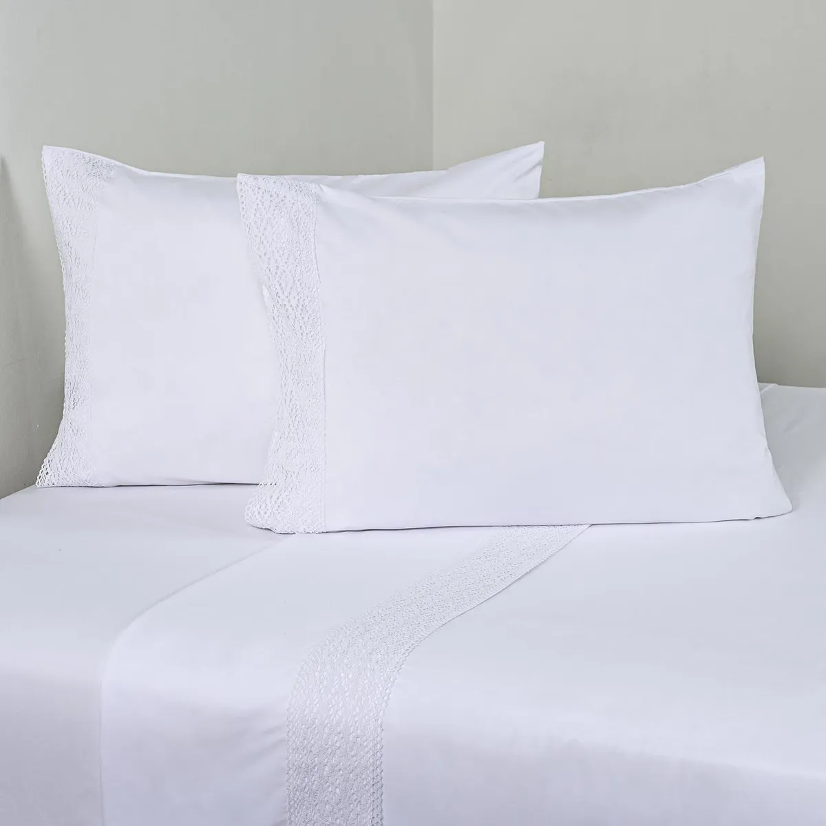 CANNON - Juego De Sábanas 2 Plazas Crochet Blanco Cannon