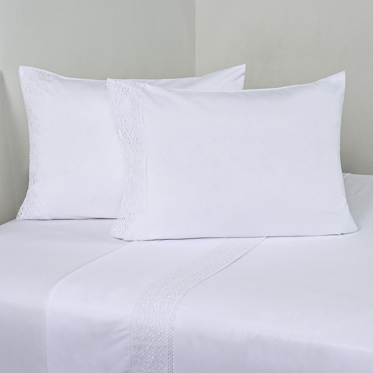 CANNON - Juego De Sábanas King Crochet Blanco Cannon