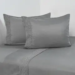 CANNON - Juego De Sábanas 2 Plazas Crochet Gris