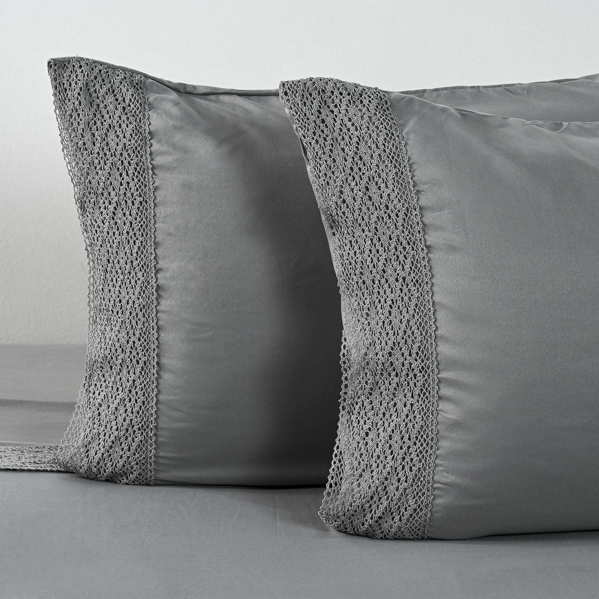 CANNON - Juego De Sábanas King Crochet Gris Cannon