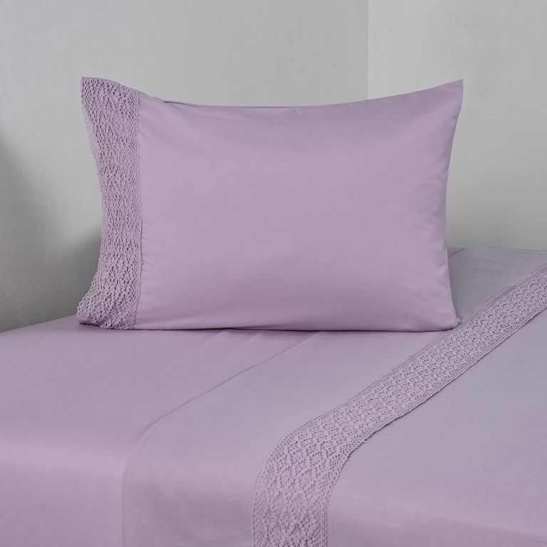 Juego De Sábanas 1.5 Plazas Crochet Malva