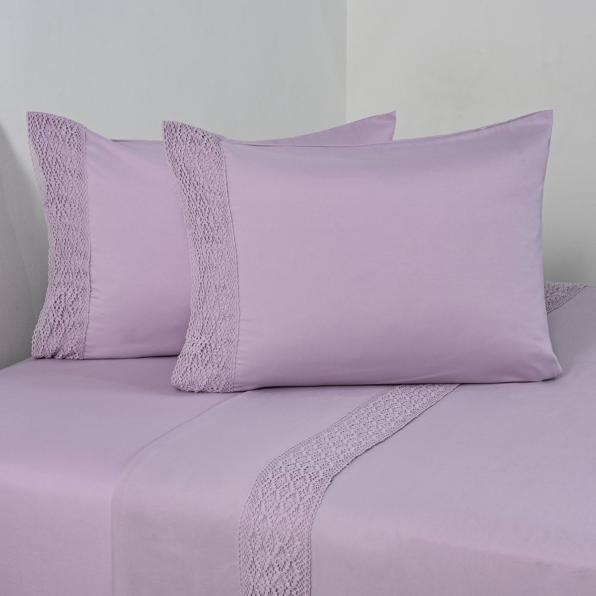 CANNON - Juego De Sábanas 2 Plazas Crochet Malva Cannon